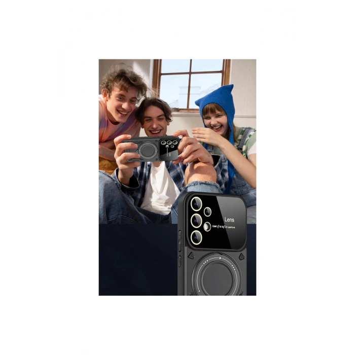 Samsung Galaxy S25 Ultra Kılıf Joy Lens Standlı Kapak - Kırmızı