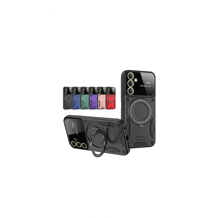 Samsung Galaxy S25 Kılıf Joy Lens Standlı Kapak - Kırmızı