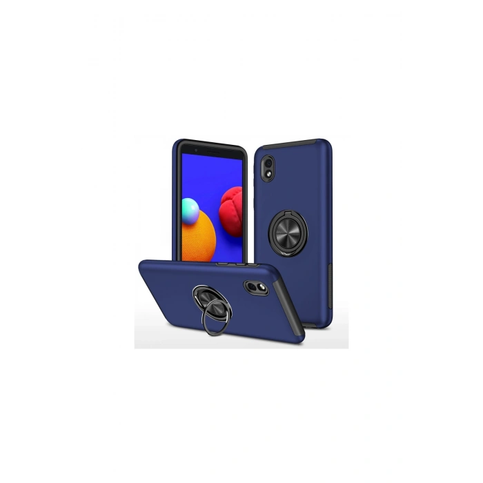 Samsung Galaxy A01 Core Kılıf Elit Yüzüklü Kapak - Lacivert