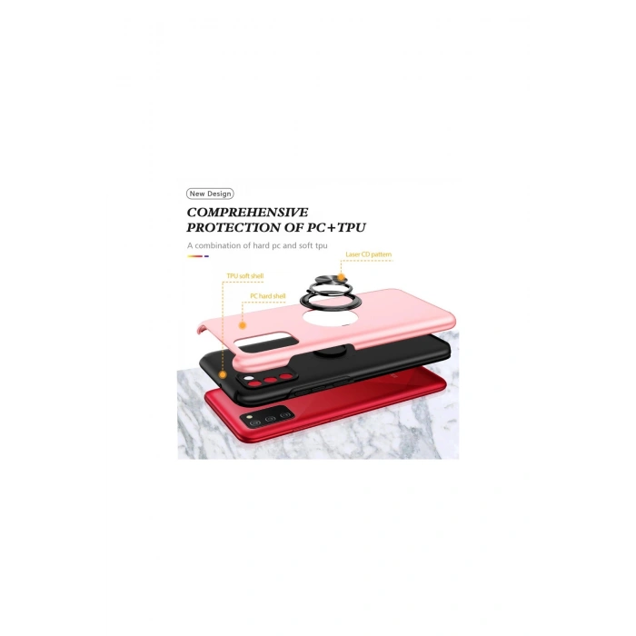 Samsung Galaxy A02s Kılıf Elit Yüzüklü Kapak - Pembe