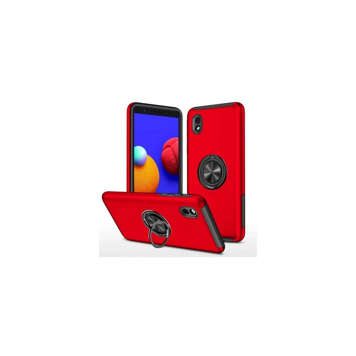 Samsung Galaxy A01 Core Kılıf Elit Yüzüklü Kapak - Kırmızı