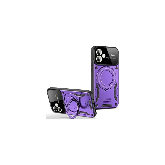 Samsung Galaxy A06 Kılıf Joy Lens Standlı Kapak - Mor