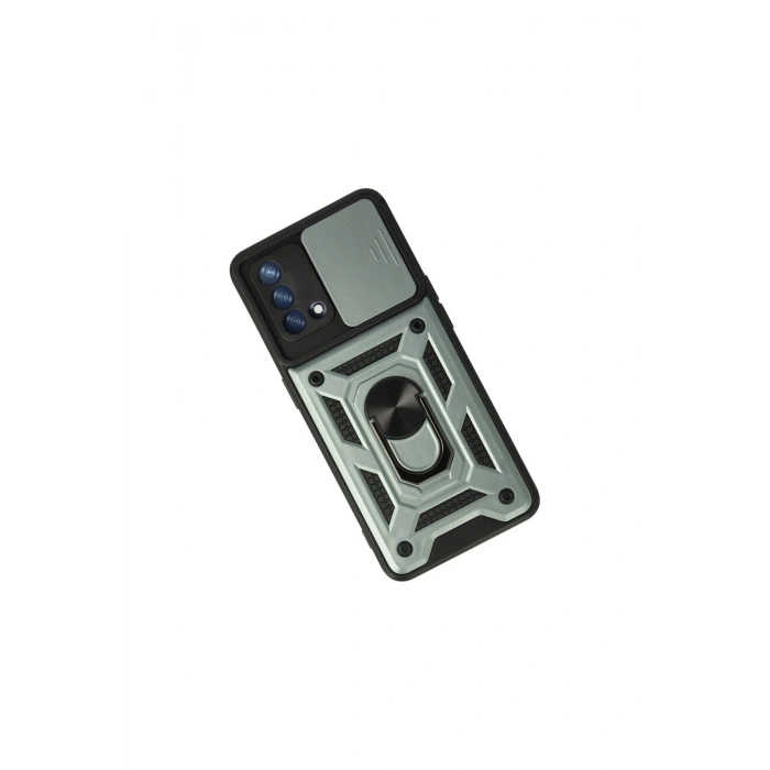 Oppo A74 4g Kılıf Pars Lens Yüzüklü Silikon - Yeşil