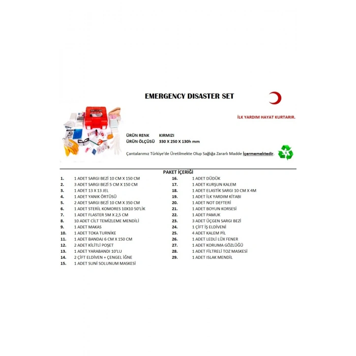 Büyük Boy Acil Afet Seti Seti (5324)