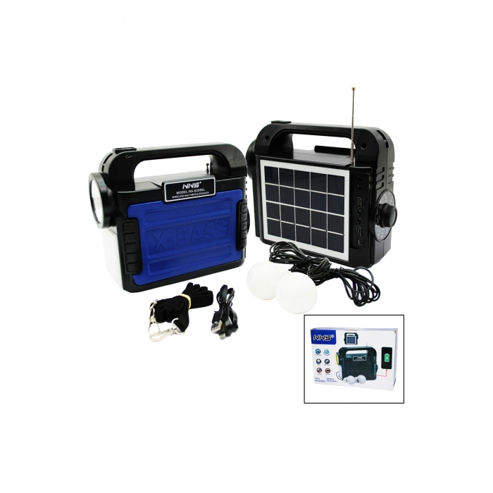 3IN1 - SOLAR 2İN1 EL FENERİ - RADYO - MP3 BLUETOOTH - USB/ TF PORT - 2 PARÇA AMPUL KABLOLU - POWER