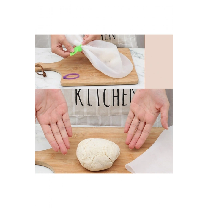 Büyük Hamur Torbası Silikon Şeffaf Hamur Yoğurma Torbası Ekmek Makarna Mantı Hamuru Kolay Yoğurma (5