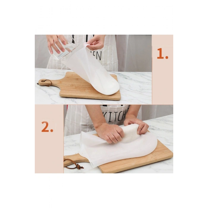 Büyük Hamur Torbası Silikon Şeffaf Hamur Yoğurma Torbası Ekmek Makarna Mantı Hamuru Kolay Yoğurma (5