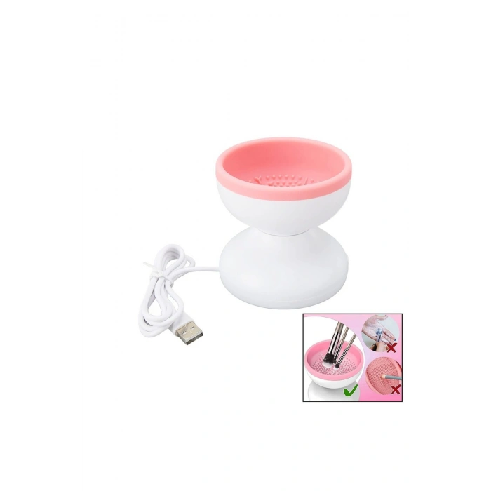 MAKEUP BRUSH CLEANER MAKYAJ FIRÇA TEMİZLEME MAKİNESİ USB ÇALIŞMA - SİLİKON TIRTIKLI HAZNE (5324)