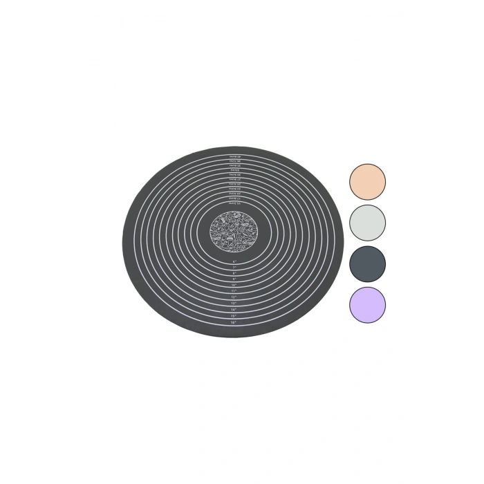 YUVARLAK RENKLİ SİLİKON HAMUR MATI ÖLÇEK ÇİZİMLİ 190GR ÇAP: 45CM (5324)