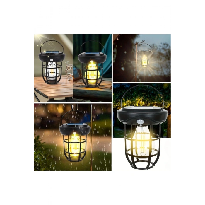 Solar Kamp Feneri – Güneş Enerjili, Otomatik Şarj ve Gece Işığı, Taşınabilir ve Asılabilir LED Dış M