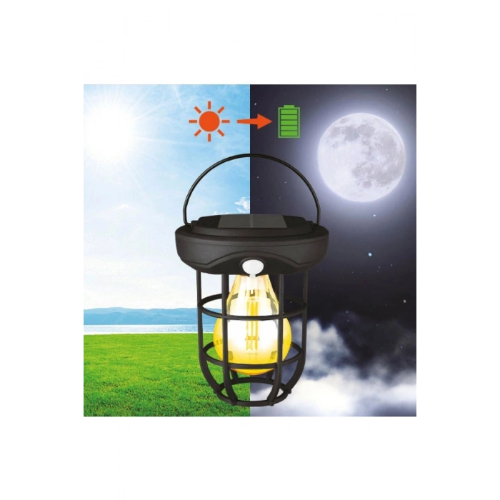 Solar Kamp Feneri – Güneş Enerjili, Otomatik Şarj ve Gece Işığı, Taşınabilir ve Asılabilir LED Dış M