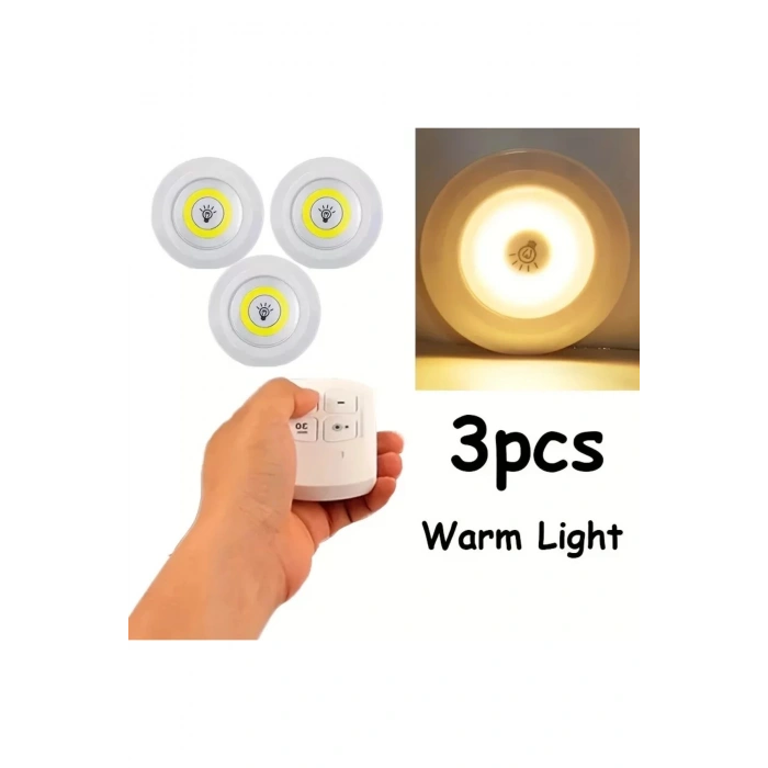 Uzaktan Kumandalı Yapışkanlı 3'lü Led Spot Lamba (5324)