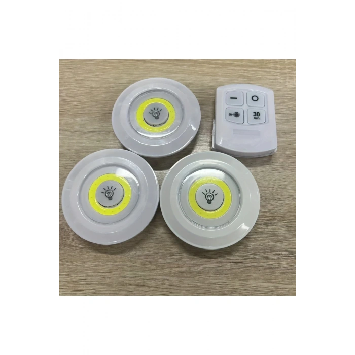 Uzaktan Kumandalı Yapışkanlı 3'lü Led Spot Lamba (5324)