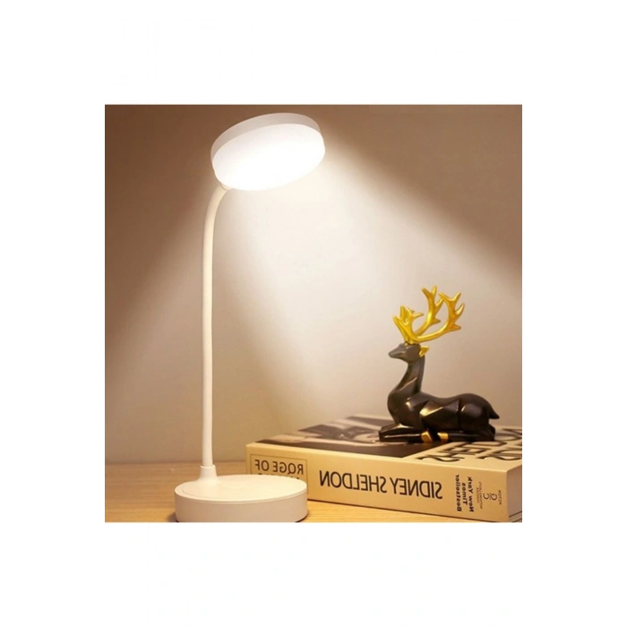 Yuvarlak USBli Dokunmatik 3 Kademeli 360 Derece Özel Göz Korumalı Led Lityum Masa Lambası (5324)