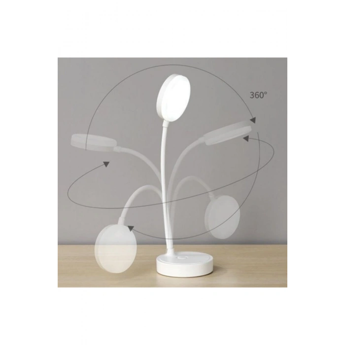 Yuvarlak USBli Dokunmatik 3 Kademeli 360 Derece Özel Göz Korumalı Led Lityum Masa Lambası (5324)