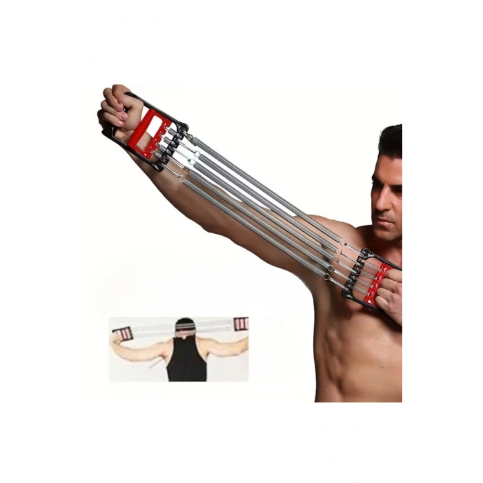 Göğüs Genişletme ve Kuvvet Egzersiz Aleti – 5 Yaylı 5 Kademeli Ayarlanabilir Fitness ve Kuvvet Antre