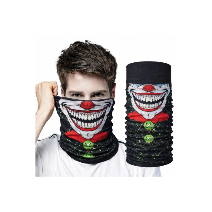 Joker Yüz Baskılı Baf Bandana - Çok Amaçlı Boyunluk Bandana 2 No