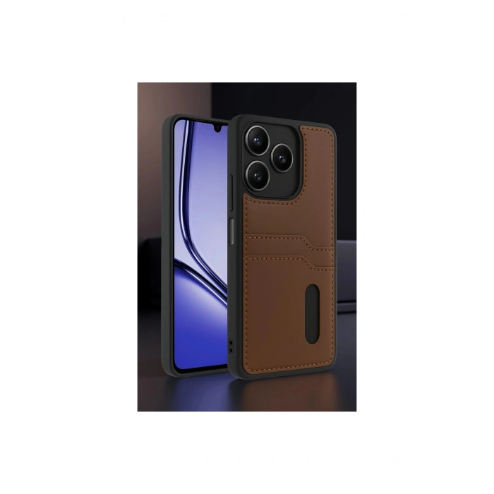 Realme Note 50 4g Kılıf Sara Kartvizitli Deri Kılıf - Siyah