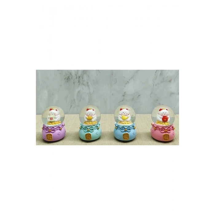 Şans Kedisi Işıklı Kar Küresi Alk4914