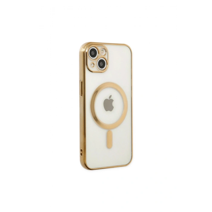 İphone 14 Plus Kılıf Magneticsafe Lazer Silikon - Gold