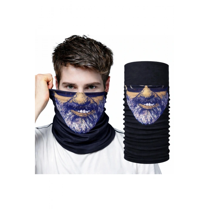 Sakallı Yüz Desenli Baf Buff – Çok Amaçlı Boyunluk Maske 1 No