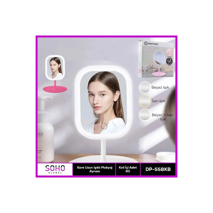 Kare Uzun Işıklı Makyaj Aynası