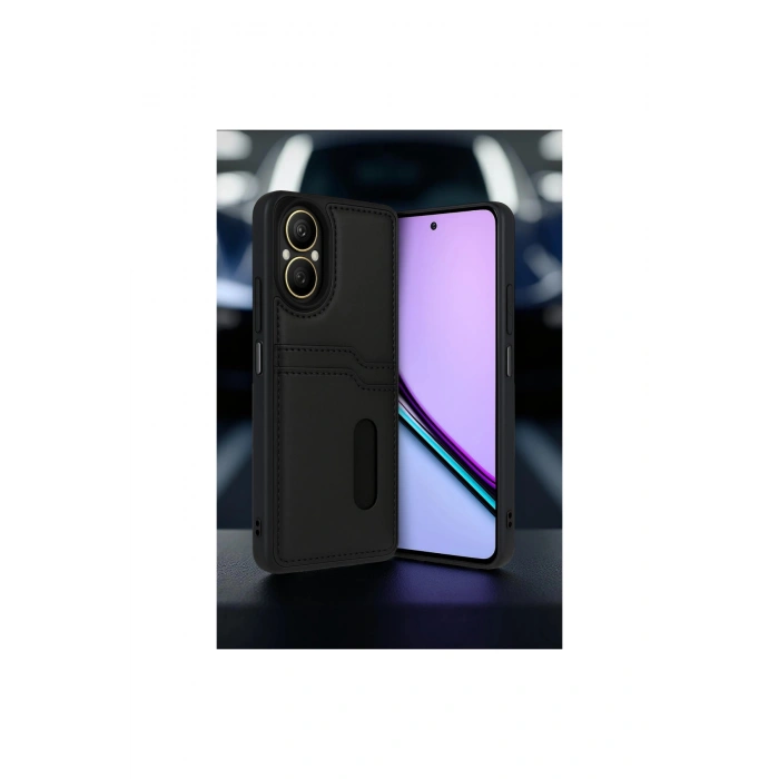 Realme 12 Lite Kılıf Sara Kartvizitli Deri Kılıf - Kırmızı