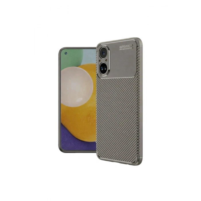 Realme 12 Lite Kılıf Auto Focus Karbon Kapak - Gri