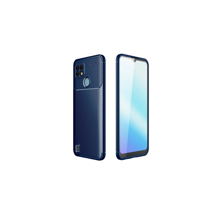 Realme C21 Kılıf Auto Focus Karbon Kapak - Lacivert
