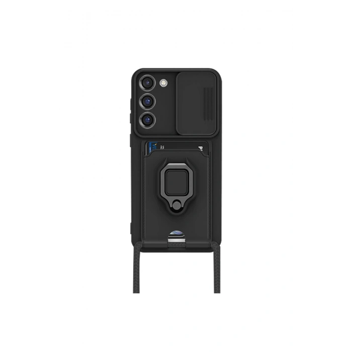 Samsung Galaxy S23 Plus Kılıf Zuma Kartvizitli Yüzüklü Silikon - Siyah