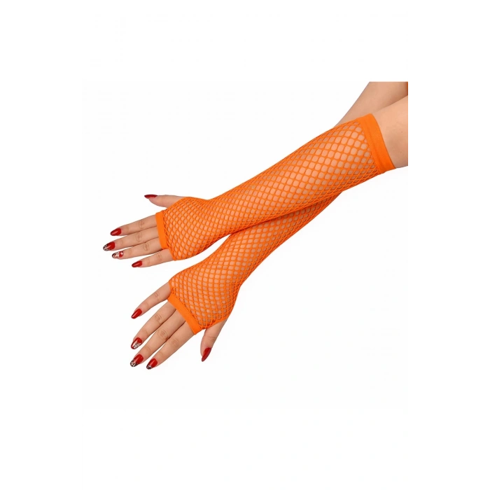 80’ler 90’lar Retro Turuncu File Parmaksız Eldiven 26 Cm