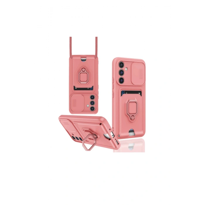 Samsung Galaxy A54 5g Kılıf Zuma Kartvizitli Yüzüklü Silikon - Pembe