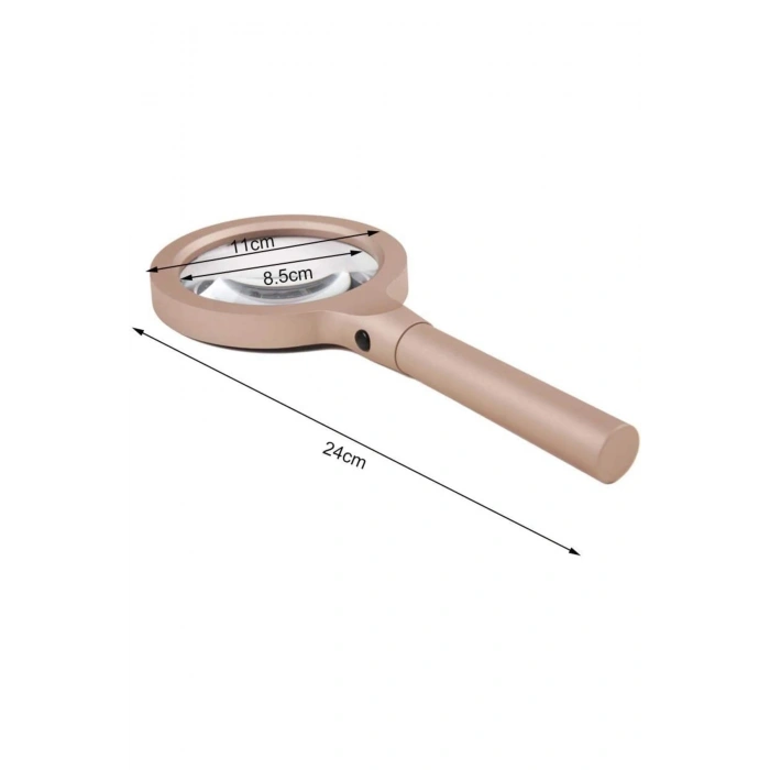 12 Led Işıklı 10x Büyüteç ,yaşlılar Ve Çocuklar Için Okuma Saplı Metal Büyüteç 8013