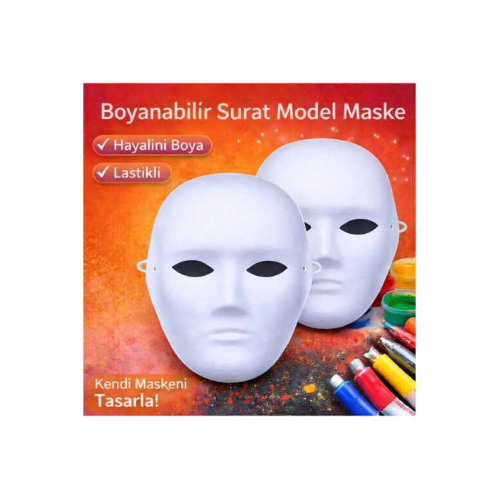 Boyanabilir Surat Model Maske – Lastikli | Kendin Tasarla