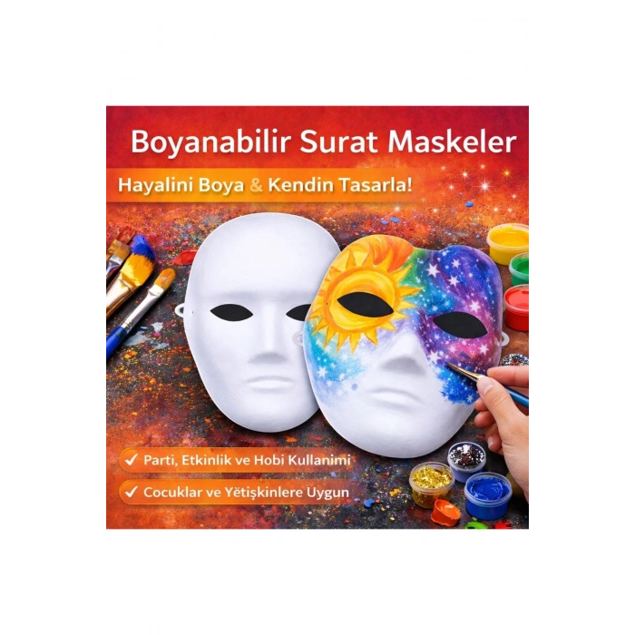 Boyanabilir Surat Model Maske – Lastikli | Kendin Tasarla