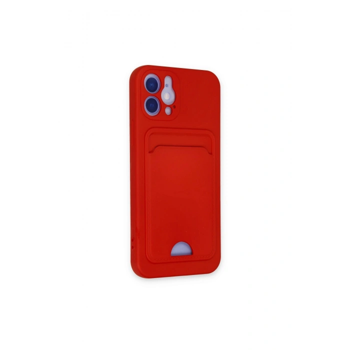 İphone 12 Kılıf Kelvin Kartvizitli Silikon - Kırmızı