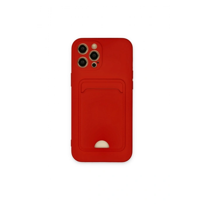 İphone 12 Pro Max Kılıf Kelvin Kartvizitli Silikon - Kırmızı