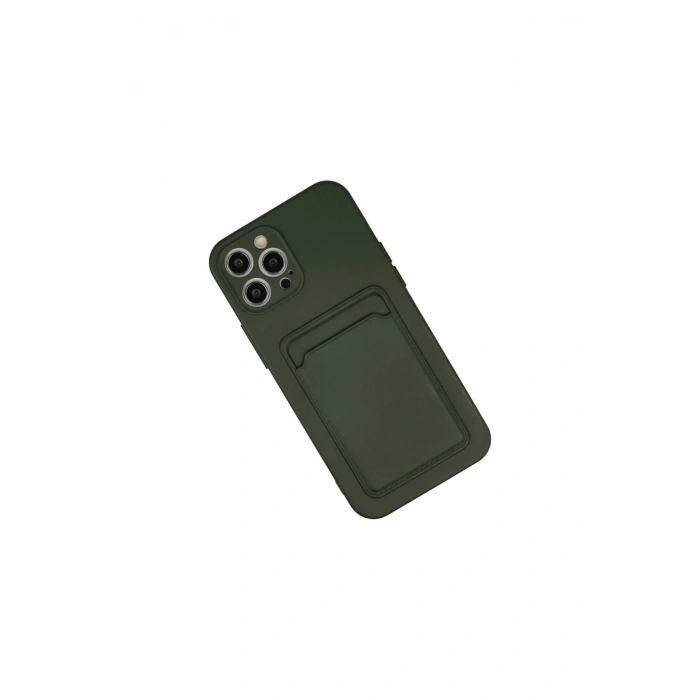 İphone 12 Pro Max Kılıf Kelvin Kartvizitli Silikon - Koyu Yeşil