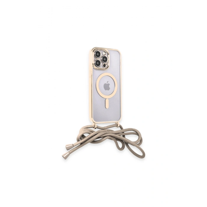 İphone 12 Pro Kılıf Divo Lazer Askılı Magsafe Kapak - Gold