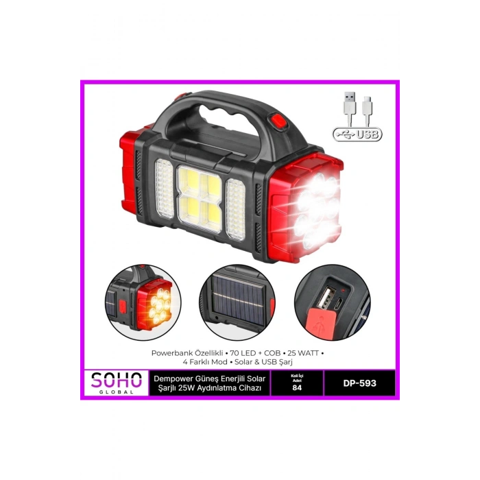 Güneş Enerjili Solar Kamp Feneri