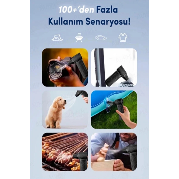 Mini Turbo Fan 130.000 Rpm Şarjlı 8000 Mah Batarya 4 Vitesli Taşınabilir Elektrikli Hava Üfleyici Ko