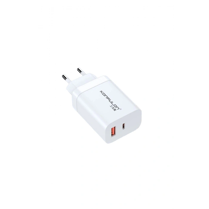C99Q 65w Pd Destekli Type-c Ve Usb Çift Çıkışlı Hızlı Şarj Adaptörü - Beyaz