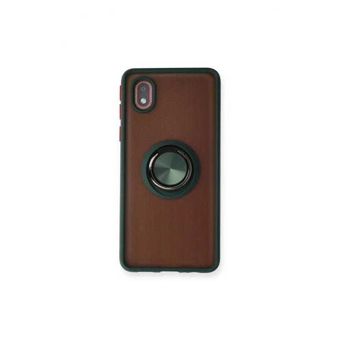 Samsung Galaxy A01 Core Kılıf Montreal Yüzüklü Silikon Kapak - Yeşil