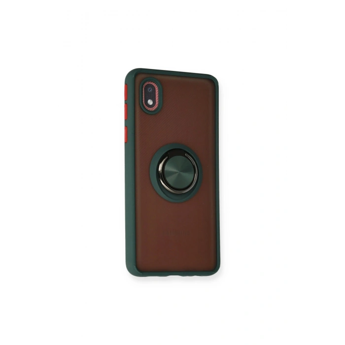 Samsung Galaxy A01 Core Kılıf Montreal Yüzüklü Silikon Kapak - Yeşil