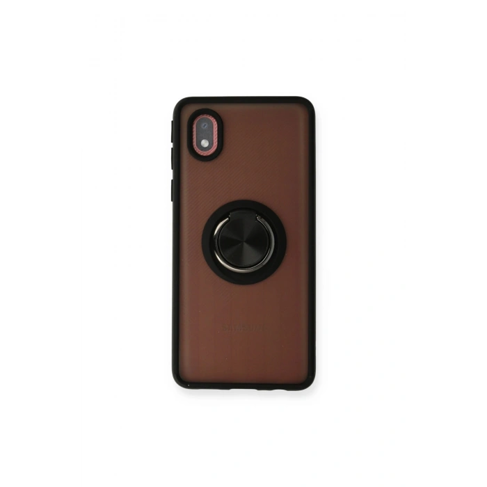 Samsung Galaxy A01 Core Kılıf Montreal Yüzüklü Silikon Kapak - Siyah