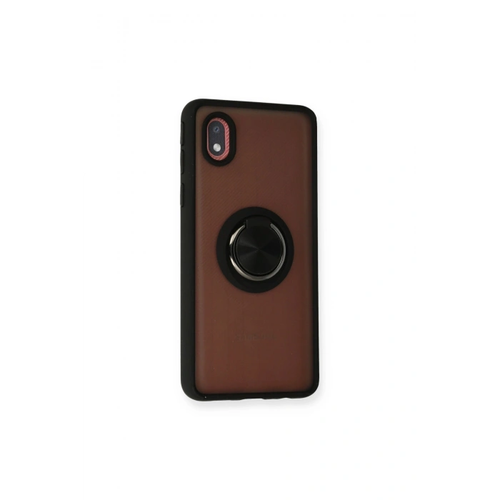 Samsung Galaxy A01 Core Kılıf Montreal Yüzüklü Silikon Kapak - Siyah