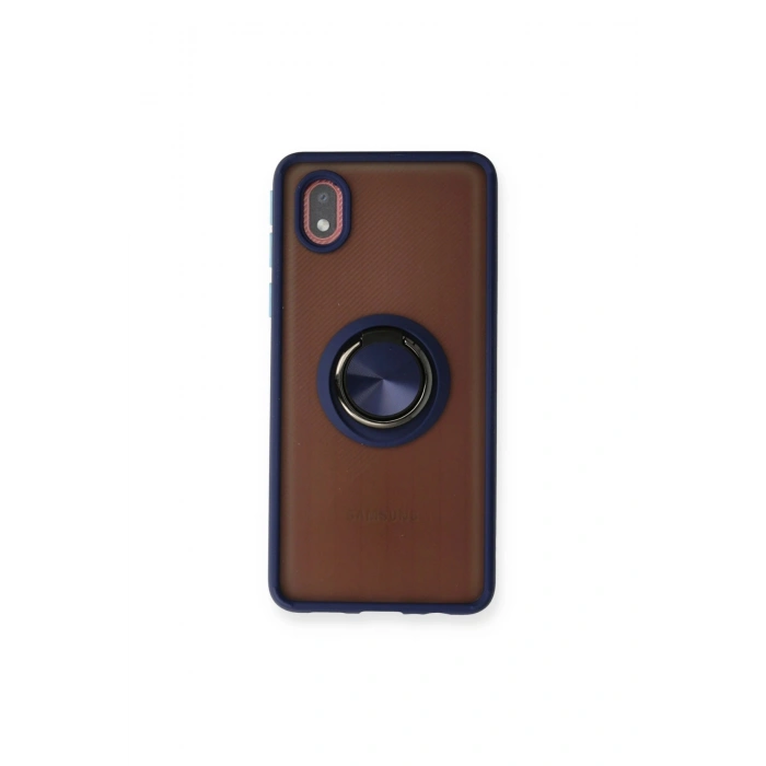 Samsung Galaxy A01 Core Kılıf Montreal Yüzüklü Silikon Kapak - Lacivert