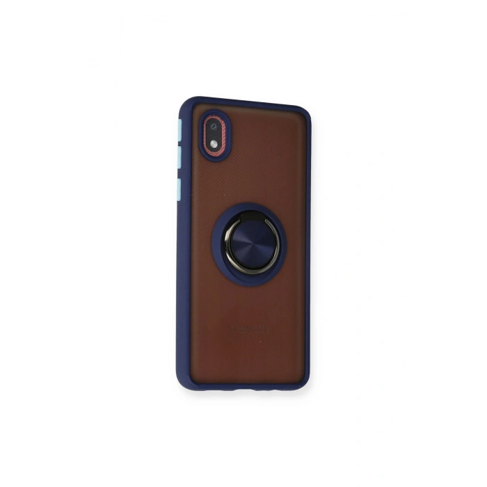 Samsung Galaxy A01 Core Kılıf Montreal Yüzüklü Silikon Kapak - Lacivert