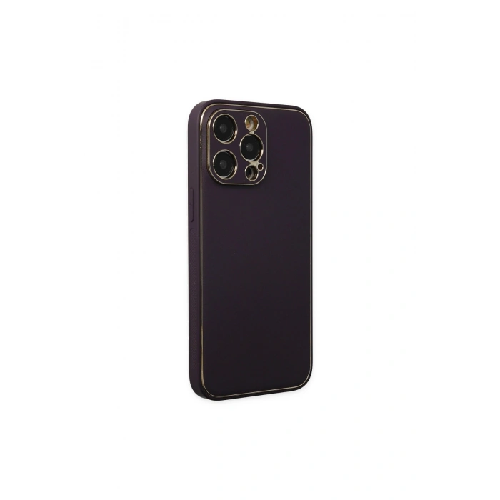 İphone 13 Pro Kılıf Coco Deri Silikon Kapak - Derin Mor