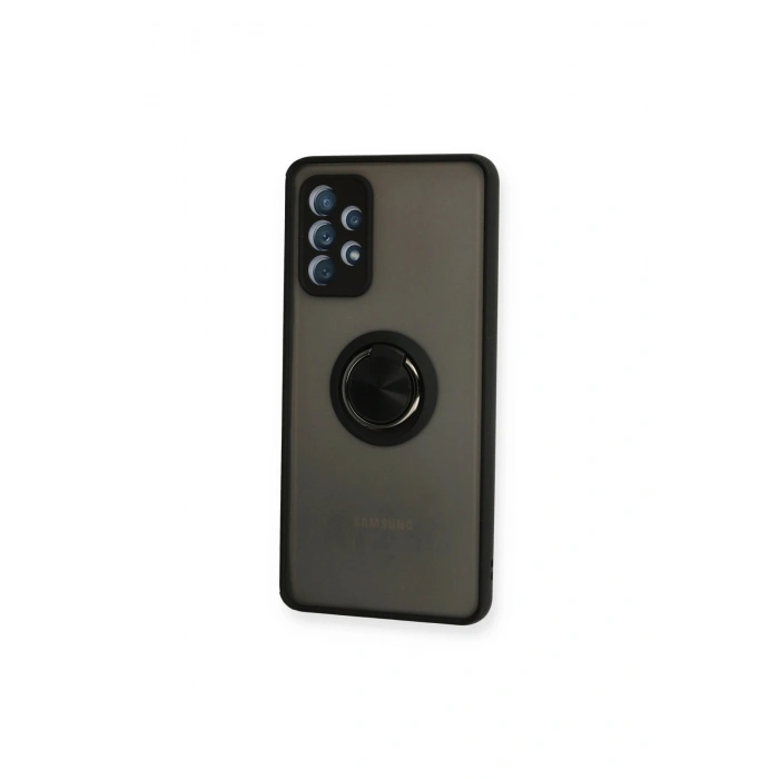 Samsung Galaxy A72 Kılıf Montreal Yüzüklü Silikon Kapak - Siyah